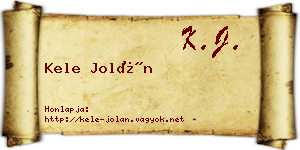 Kele Jolán névjegykártya